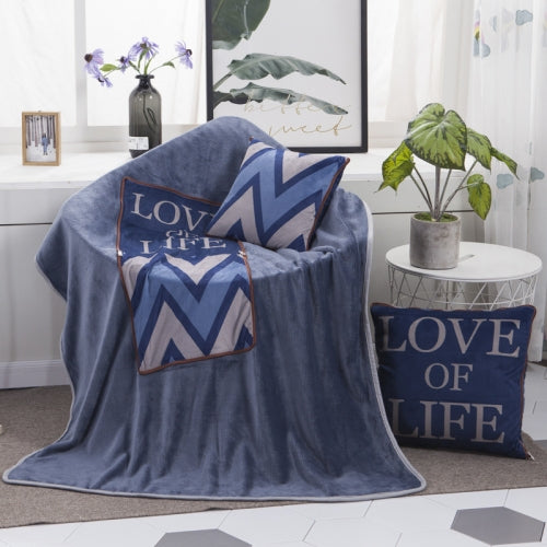 Love Of Life Pattern Multifunctional Plush Blanket Square Pillow Quilt Office Car Pillow Cushion, Size : L