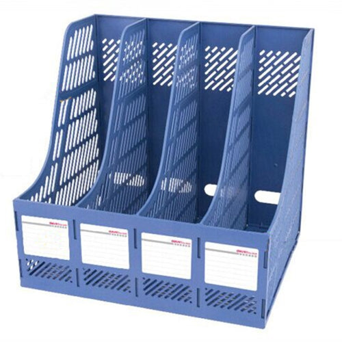 4 Sections Desk Organizer Office Supplies Accessories Desktop Tabletop Sorter Shelf(Blue)