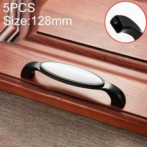 5 PCS 5050_128 Black and White Ceramic Closet Cabinet Handle Pitch: 128mm