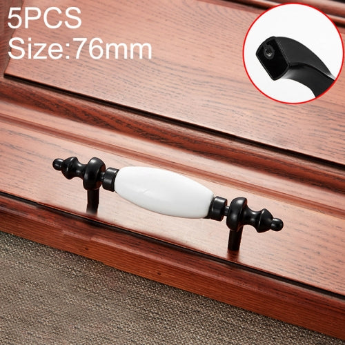 5 PCS 5057_76 Black and White Ceramic Closet Cabinet Handle Pitch: 76mm