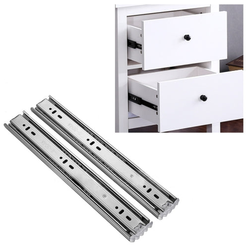 18 inches 3-section Mute Stainless Steel Sliding Drawer Slides Ball Slide Rail Length: 45cm