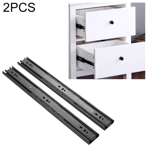 2 Pairs 16 inches 3-section Mute Cold Rolled Steel Sliding Drawer Slides Ball Slide Rail Length: 40cm
