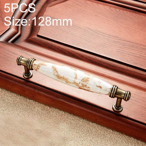 5 PCS 5001_128 Marble Texture Ceramic Closet Cabinet Handle Pitch: 128mm