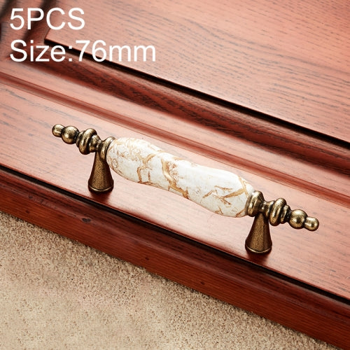 5 PCS 5010_76 Marble Texture Ceramic Closet Cabinet Handle Pitch: 76mm