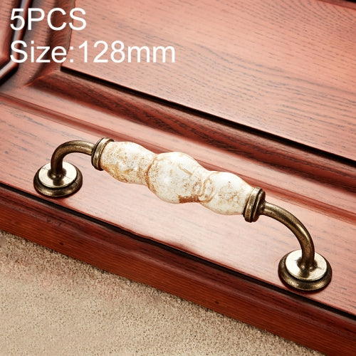 5 PCS 5031_128 Marble Texture Ceramic Closet Cabinet Handle Pitch: 128mm