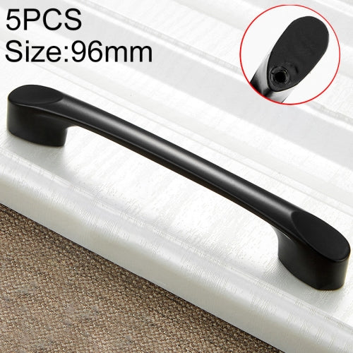 5 PCS 6225A_96 Matte Black Simple Zinc Alloy Closet Cabinet Handle Pitch: 96mm