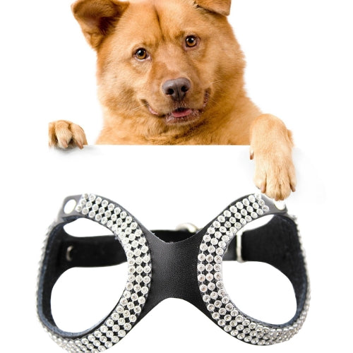 Rhinestone Leather Glasses Style Breathable Dog Chest Strap, Size: M(Black)