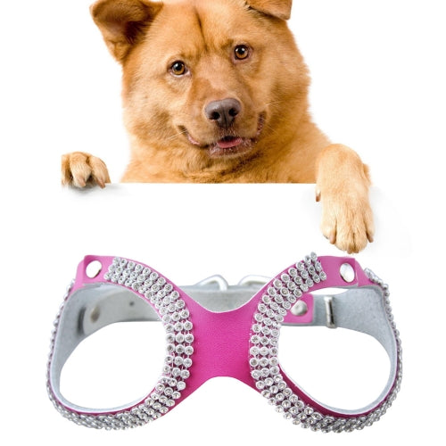 Rhinestone Leather Glasses Style Breathable Dog Chest Strap, Size: S(Magenta)