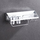 50cm 2 Cups 8 Hooks Multi-function Kitchen Punching-free Wall-mounted Plastic Edge Condiment Holder Storage Rack