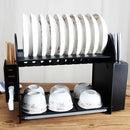 3 In 1 Kitchen Multi-function Stainless Steel Bowl Knife Chopsticks Spoon Storage Rack (Black)