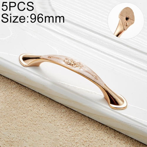 5 PCS 6026-96 European Style Zinc Alloy Cabinet Wardrobe Drawer Door Handle, Hole Spacing: 96mm (White Amber)