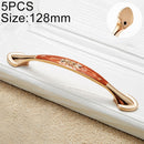 5 PCS 6026A-128 European Style Zinc Alloy Cabinet Wardrobe Drawer Door Handle, Hole Spacing: 128mm (Red Amber)