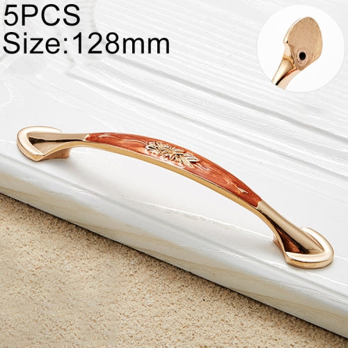 5 PCS 6026A-128 European Style Zinc Alloy Cabinet Wardrobe Drawer Door Handle, Hole Spacing: 128mm (Red Amber)