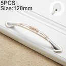 5 PCS 6026A-128 European Style Zinc Alloy Cabinet Wardrobe Drawer Door Handle, Hole Spacing: 128mm (Gold+Silver)