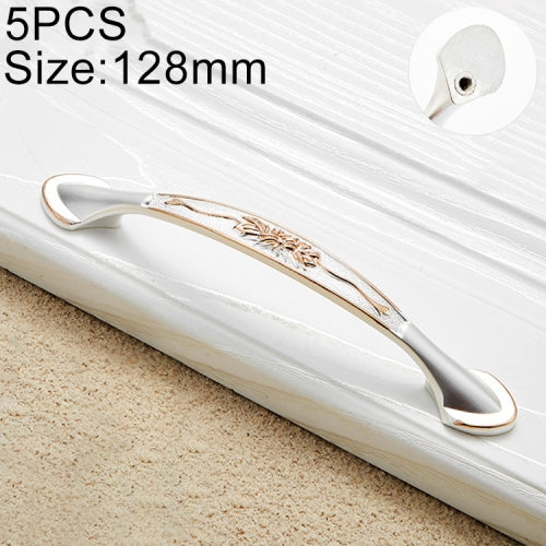 5 PCS 6026A-128 European Style Zinc Alloy Cabinet Wardrobe Drawer Door Handle, Hole Spacing: 128mm (Gold+Silver)