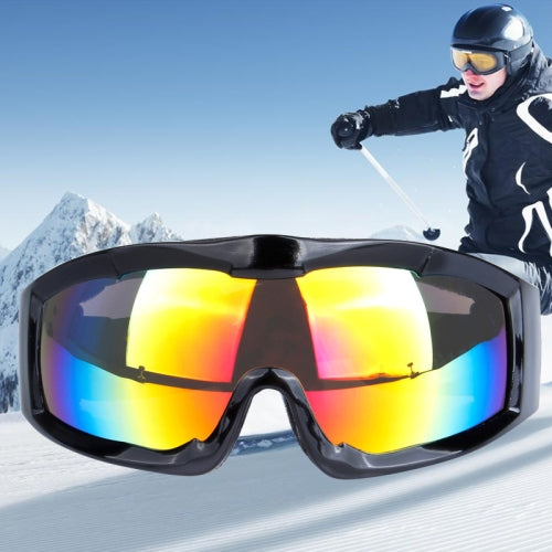 904 Unisex Single Layer Anti-fog Anti-dust UV Protection Spherical Goggles with Adjustable Anti-slip Strap (Polished Black)