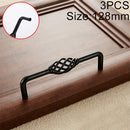 3 PCS 6098-128 Classic Birdcage Shape Iron Cabinet Wardrobe Drawer Door Handle, Hole Spacing: 128mm (Matte Black)