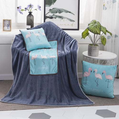 Flamingos Pattern Multifunctional Plush Blanket Square Pillow Quilt Office Car Pillow Cushion, Size : M