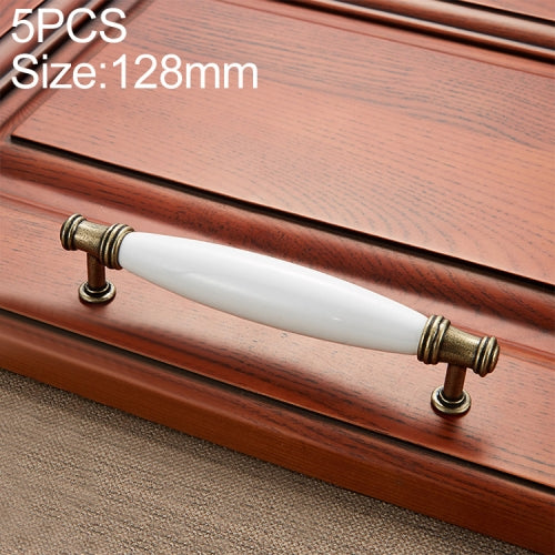 5 PCS 5001_128 Fine Gold White Ceramics Hardware Cabinet Handle