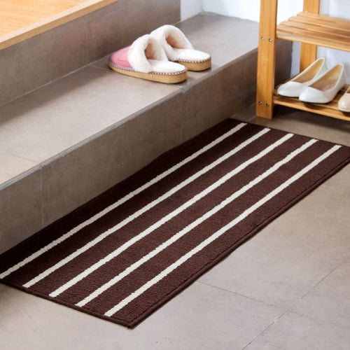 Striped Non Slip Shaggy Soft Water Absorption Bedroom Bathroom Carpet Mat, Size: 43*110cm(Coffee)