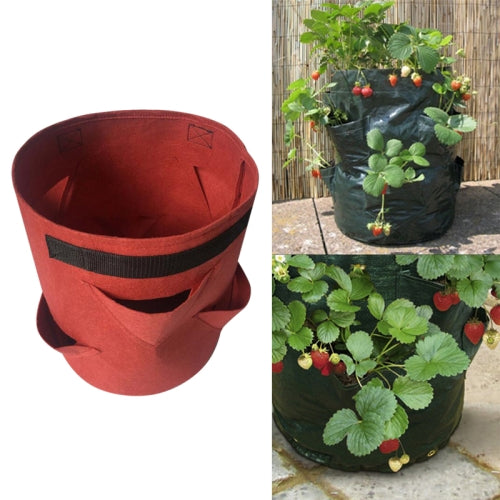 3 Pockets 18L / 5 Gallon Non-woven Felt Strawberry Planting Bag, Size: 23X28cm (Red)