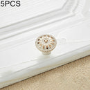 5 PCS 6041-Large Ivory Zinc Alloy Gold Rimmed Cabinet Wardrobe Drawer Door Round Handle