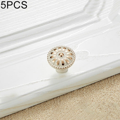 5 PCS 6041-Large Ivory Zinc Alloy Gold Rimmed Cabinet Wardrobe Drawer Door Round Handle