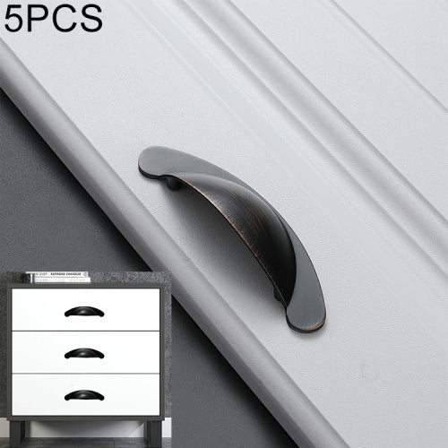 5 PCS 6610-64 Blackening Red Bronze Half-moon Shape Zinc Alloy Cabinet Drawer Handle, Hole Spacing: 64mm