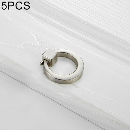 5 PCS 4201 Wire Drawing Single Hole Zinc Alloy Ring Round Handle for Cabinet Wardrobe Drawer Door
