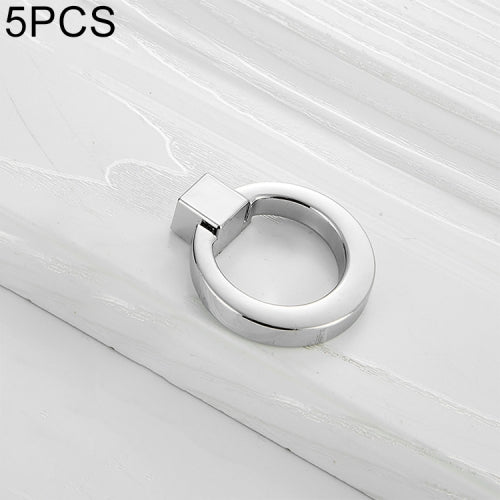 5 PCS 4201 Bright Chrome Single Hole Zinc Alloy Ring Round Handle for Cabinet Wardrobe Drawer Door