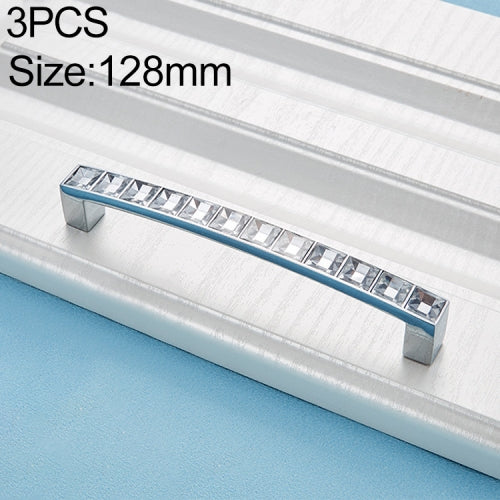 3 PCS 8088_128 Bright Chrome Crystal Glass Diamond Closet Cabinet Handle