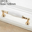 2 PCS 5027-128 Gold Imitated Zinc Alloy Ceramic Handle for Cabinet Wardrobe Drawer Door, Hole Spacing: 128mm