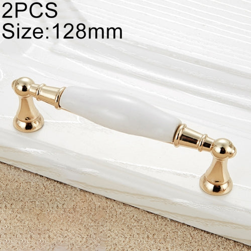 2 PCS 5027-128 Gold Imitated Zinc Alloy Ceramic Handle for Cabinet Wardrobe Drawer Door, Hole Spacing: 128mm