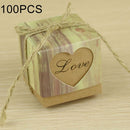 100 PCS Wedding Wood Grain LOVE Heart-shaped Pattern Hollowed-out Kraft Paper Sugar Box, Size: 5*5*5cm