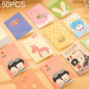 Pack of 50 Cartoon Pattern Memo Books Diary Book Notebook Ruled Notepads, Size: 12*8.5cm, Random Style Delivery