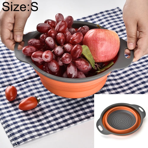Creative Folding Vegetables Fruits Storage Basket Organizer Drain Basket, S, Size: 24.5*20*9cm(Orange)