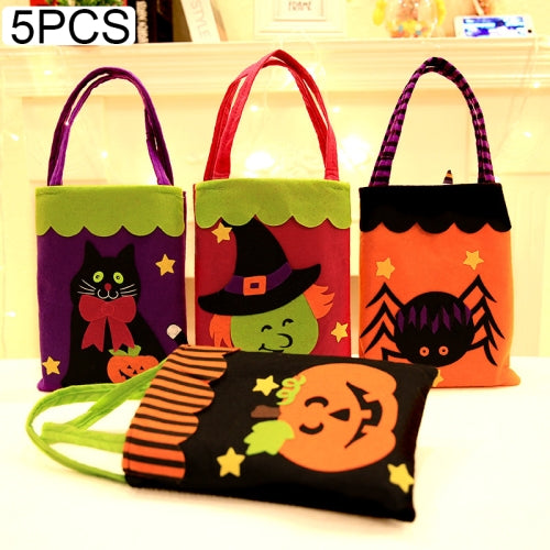 5 PCS Halloween Decoration Creative Cartoon Candy Gift Square Tote for Children, Random Style Delivery
