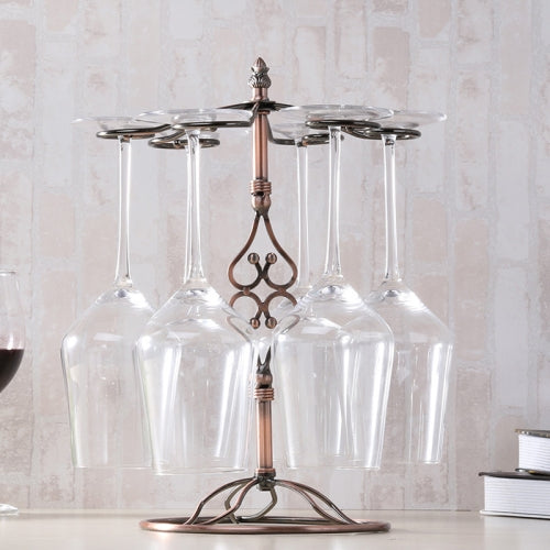 Iron Hanging Wine Glass Shelf Drain Rack Double Heart Cup Holder