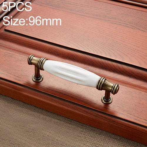 5 PCS 5001_96 Fine Gold Octagonal White Ceramics Hardware Cabinet Handle