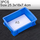 3 PCS Thick Multi-function Material Box Brand New Flat Plastic Parts Box Tool Box, Size: 25.3cm x 18cm x 7.4cm(Blue)