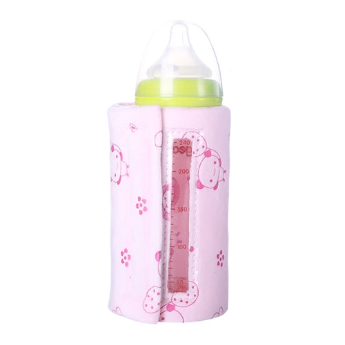 Visible Window Baby Milk Bottle Warmer Winter Constant Temperature Heating USB Portable Insulation Bag(Pink)