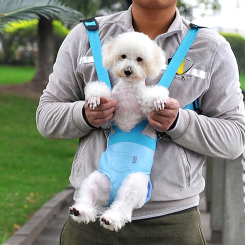 Pet Chest Backpack / Soft Leather Trouser Style Bag / Portable Pet Backpack for Dog and Other Pets Small , Size:24*17cm(Blue)