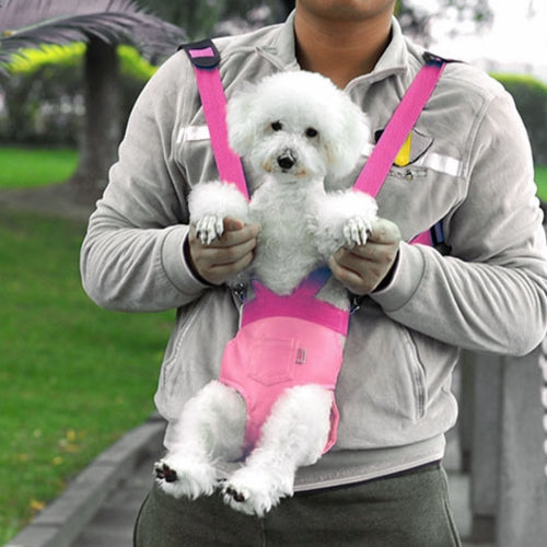 Pet Chest Backpack / Soft Leather Trouser Style Bag / Portable Pet Backpack for Dog and Other Pets Medium , Size:28*20cm(Pink)