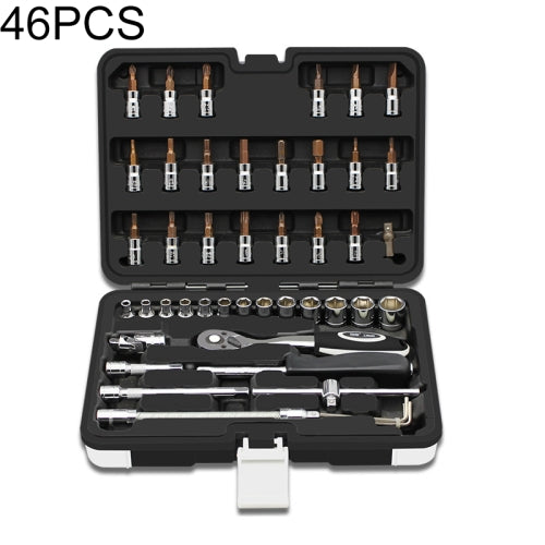 46 PCS Small Interface Ratchet Wrench Set Car Repair Combination Hardware Toolbox
