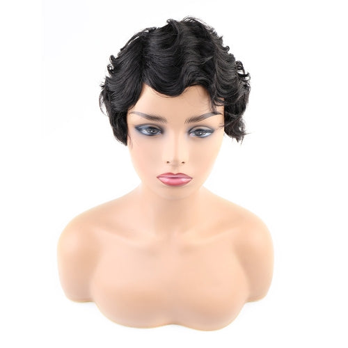 Toocci Ladies Short Curly Hair Wig Black Natural Wig Hair