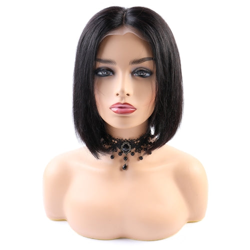 Toocci Ladies Black Mid-point Short Hair Bob Wig 10 inch Natural Closed Wig