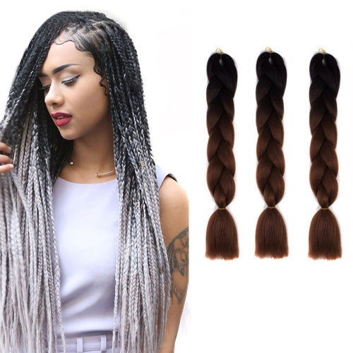 Fashion Color Gradient Individual Braid Wigs Chemical Fiber Big Braids, Length: 60cm(05 Black+Dark Brown)