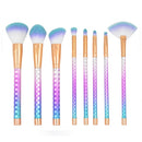 8 in 1 Honeycomb Handle Multi-functional Makeup Brush, Purple Handle and Blue Brush