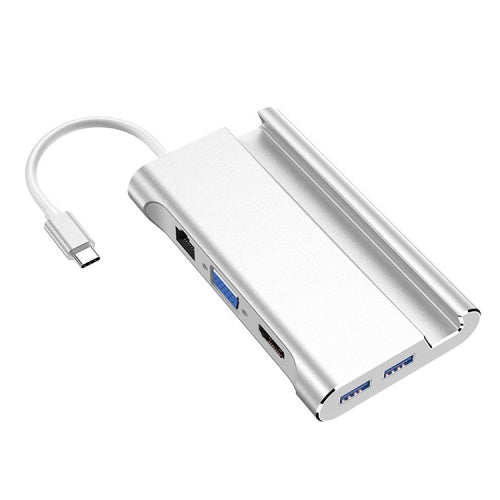 HW-TC20 7 In 1 Type-C / USB-C Multifunctional Extension HUB Adapter with Holder