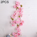 2 PCS Cherry Blossom Artificial Flower Interior Background Wall Window Decoration, Length: 1.77m (Pink)